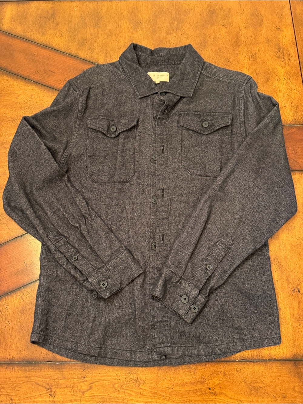 Casual Dark Gray Button-Down Shirt Jacket